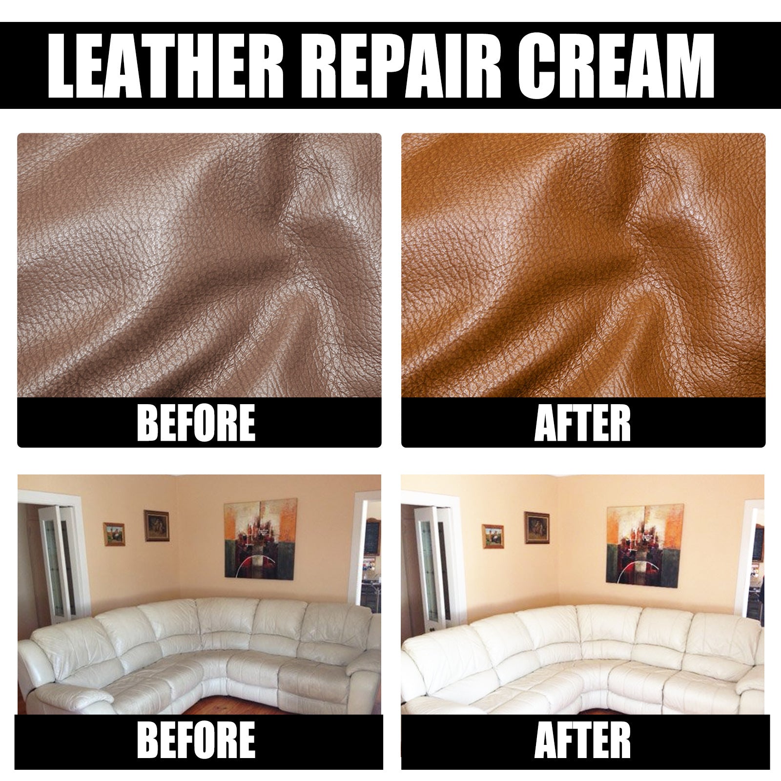 Leather Cleaning and Repair Cream for Furniture and Apparel
