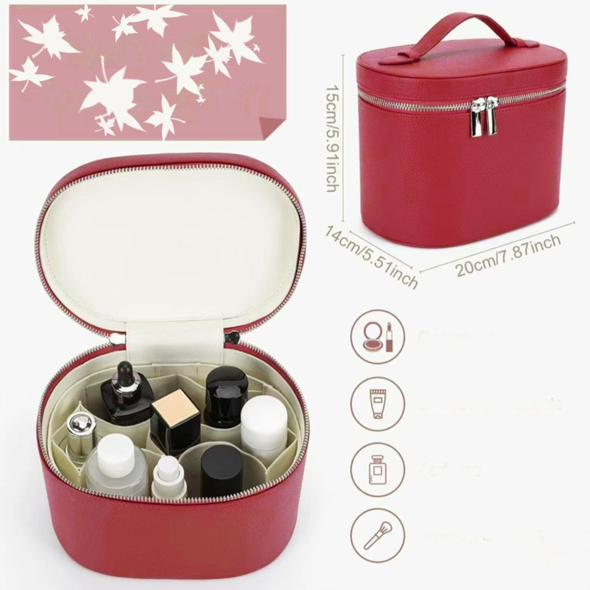 Leather cosmetic bag detachable and separable toiletry bag