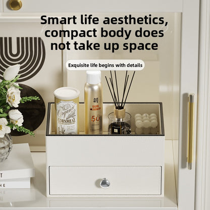 Leather Cosmetic Organizer Desktop Storage Box