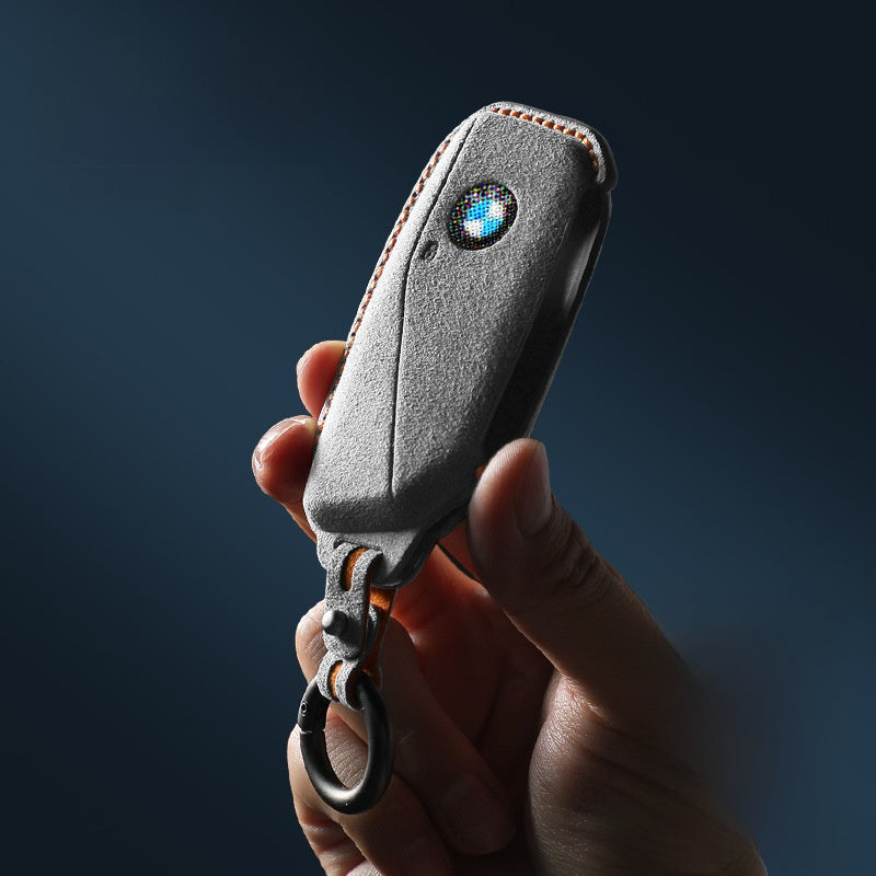 Leather-covered key ring buckle