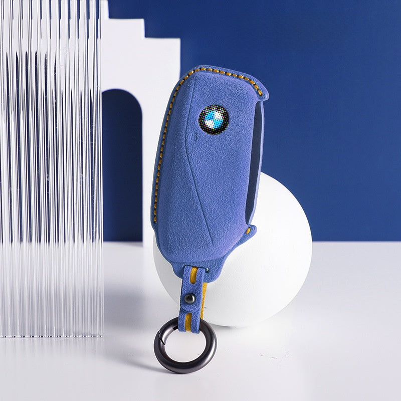Leather-covered key ring buckle