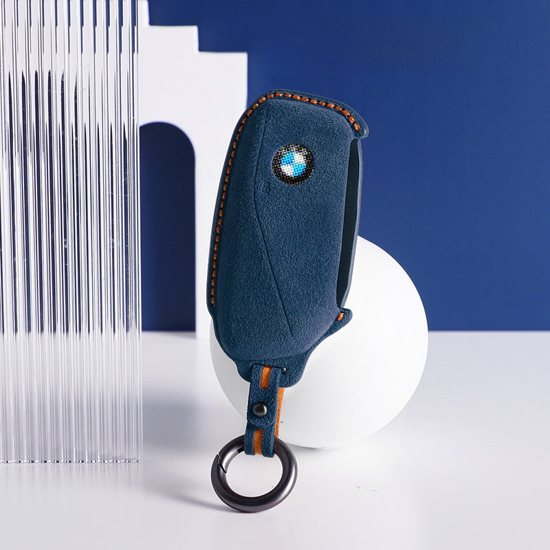 Leather-covered key ring buckle