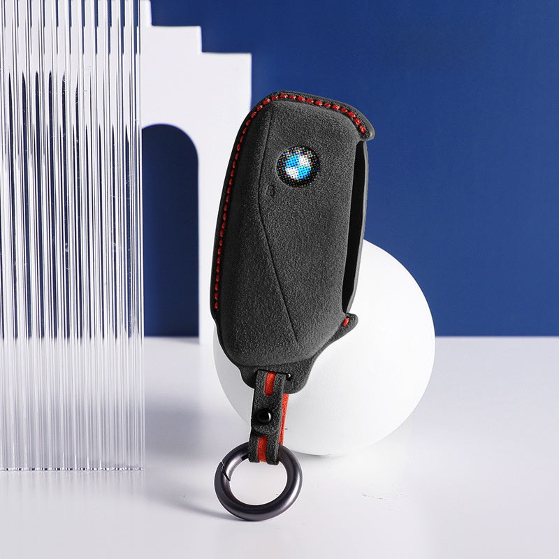 Leather-covered key ring buckle