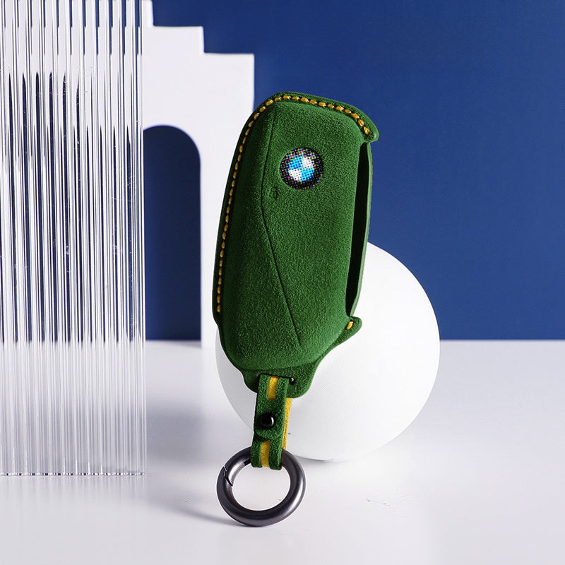 Leather-covered key ring buckle