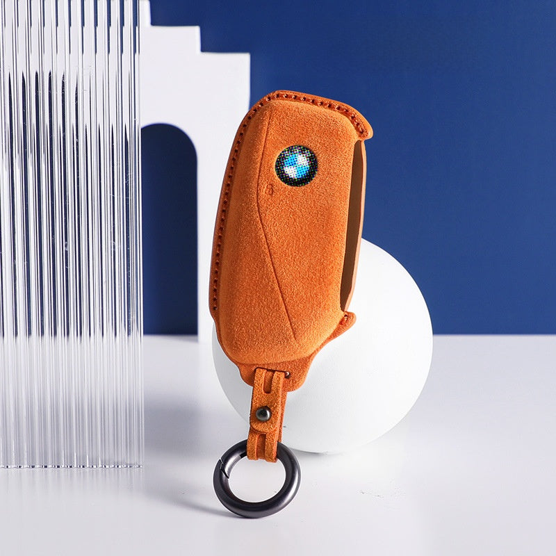 Leather-covered key ring buckle