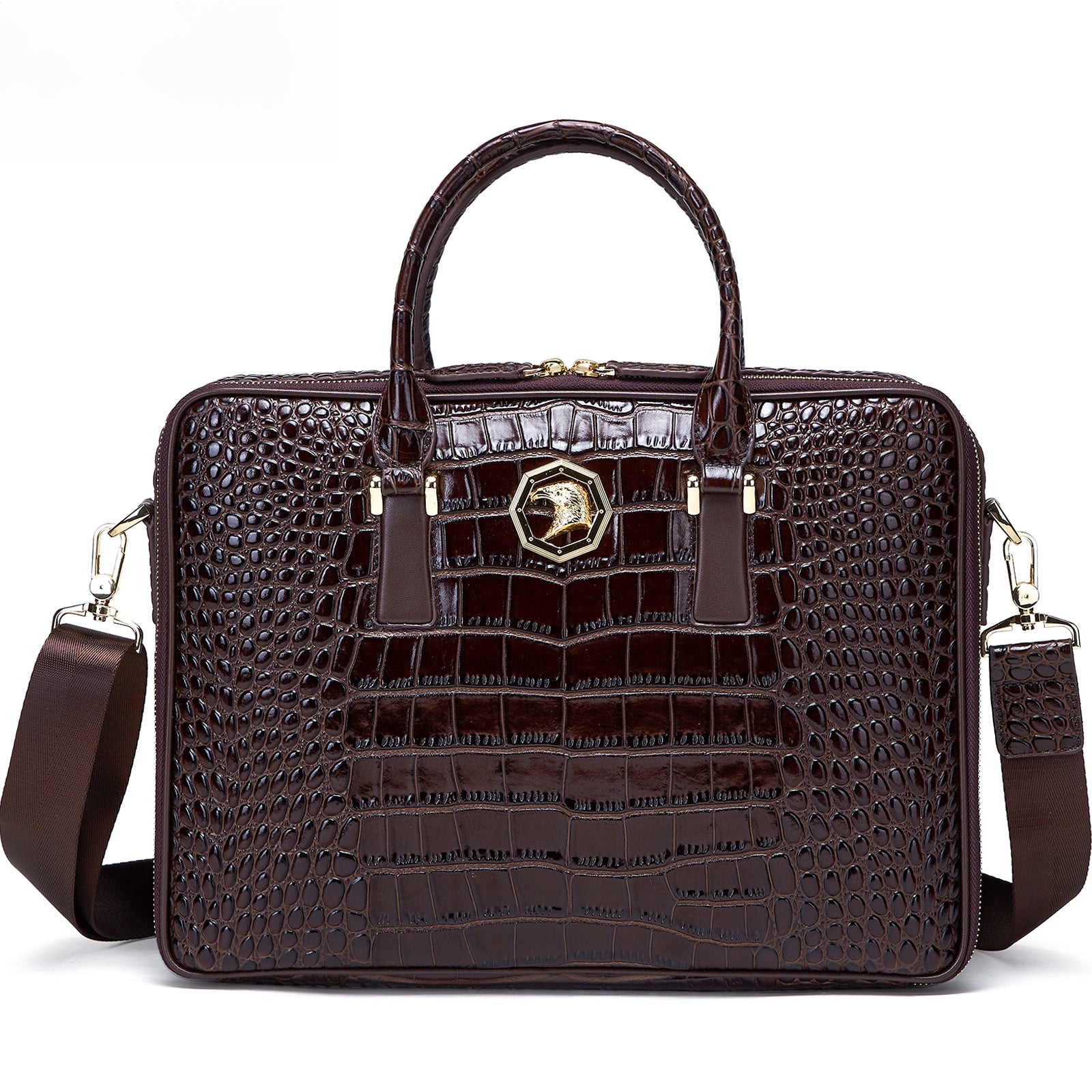Leather Crocodile Pattern Business Briefcase
