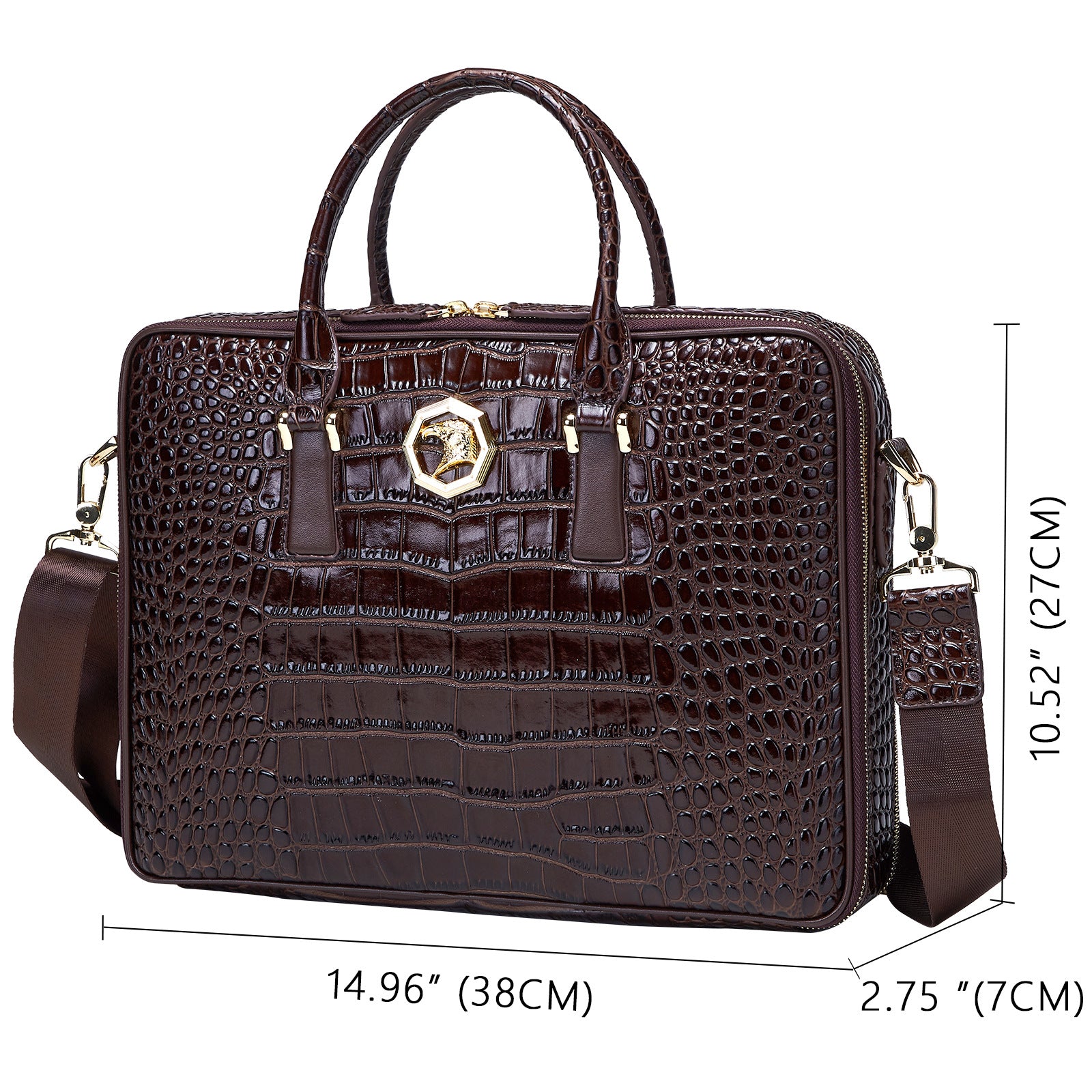 Leather Crocodile Pattern Business Briefcase