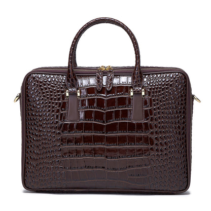 Leather Crocodile Pattern Business Briefcase
