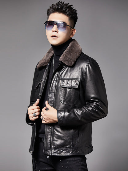 Leather Down Jacket