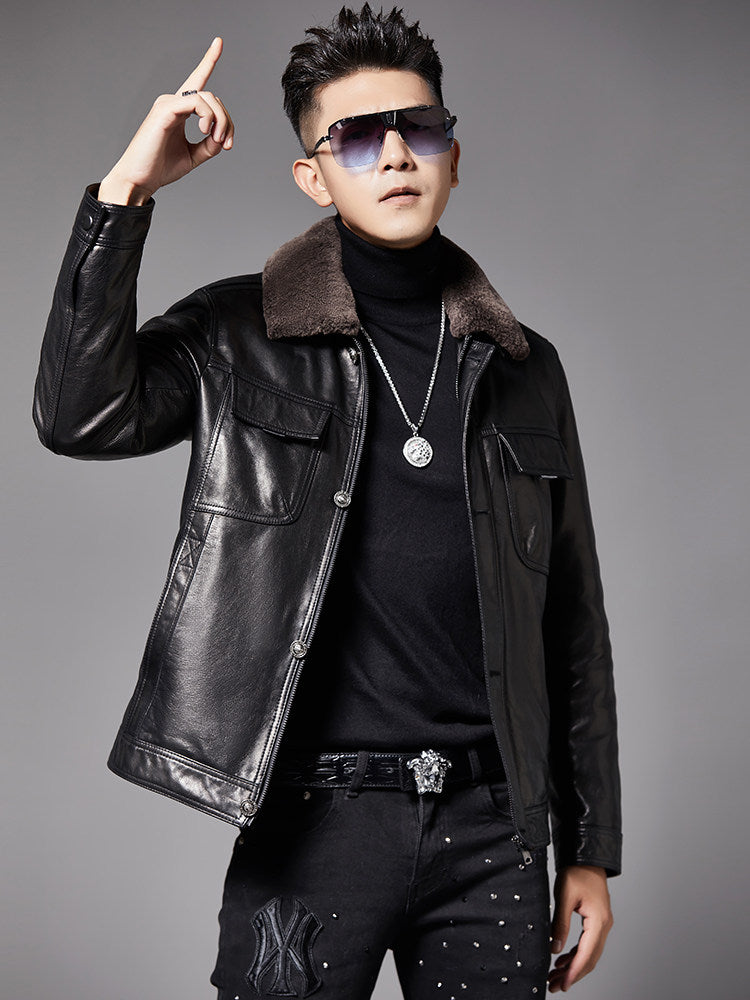 Leather Down Jacket