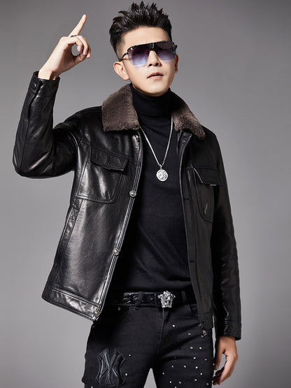 Leather Down Jacket