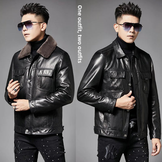 Leather Down Jacket