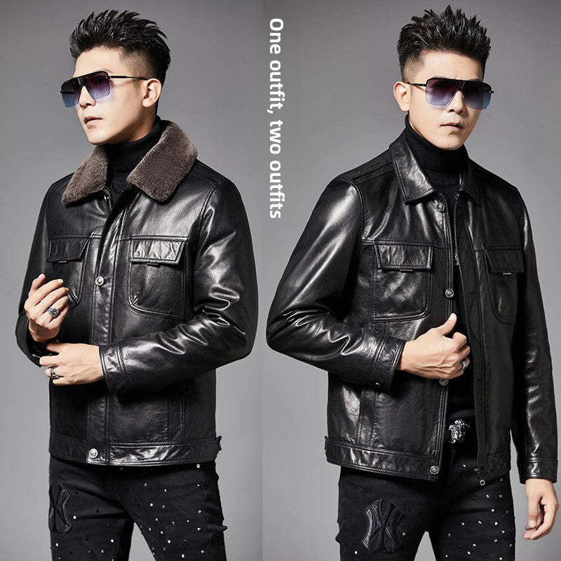 Leather Down Jacket