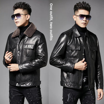 Leather Down Jacket