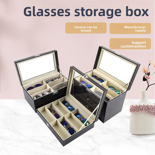 Leather eyeglass storage box