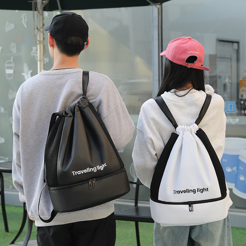 Leather film clipped fitness backpack