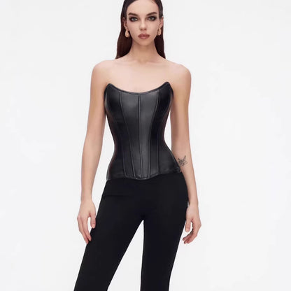 Leather Fishbone Corset Top