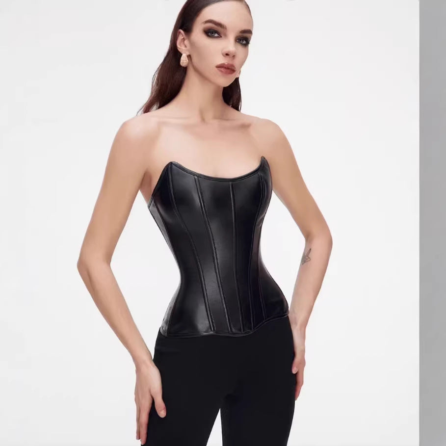 Leather Fishbone Corset Top