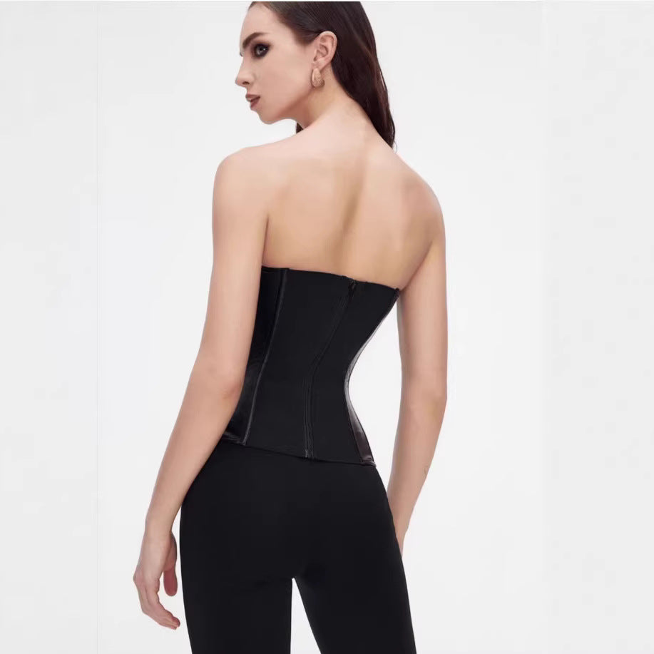 Leather Fishbone Corset Top