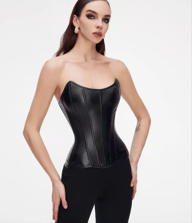 Leather Fishbone Corset Top