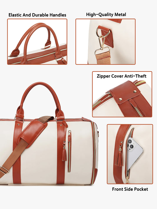 Leather Folding Garment Travel Bag