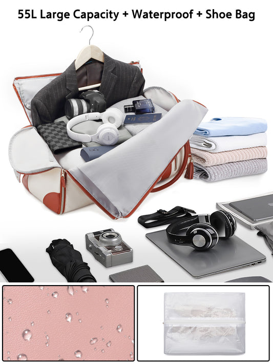 Leather Folding Garment Travel Bag