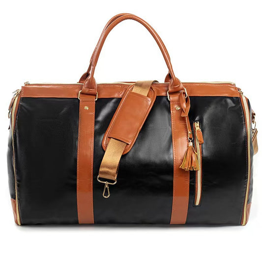 Leather Folding Garment Travel Bag