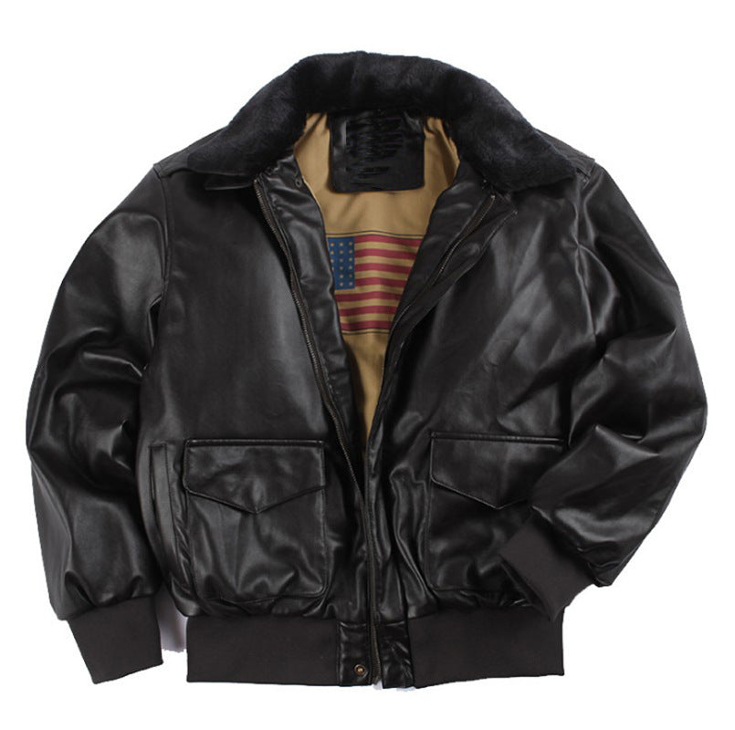 Leather Fur Collar Jacket