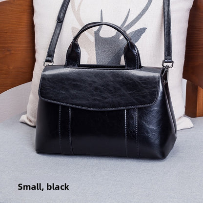 Leather handbag with a crossbody strap