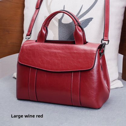 Leather handbag with a crossbody strap