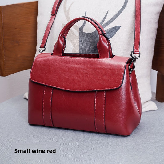 Leather handbag with a crossbody strap