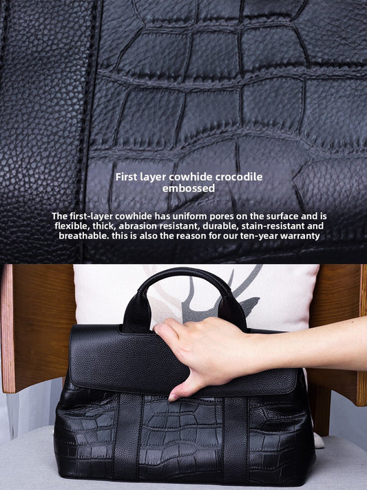 Leather handbag with a crossbody strap