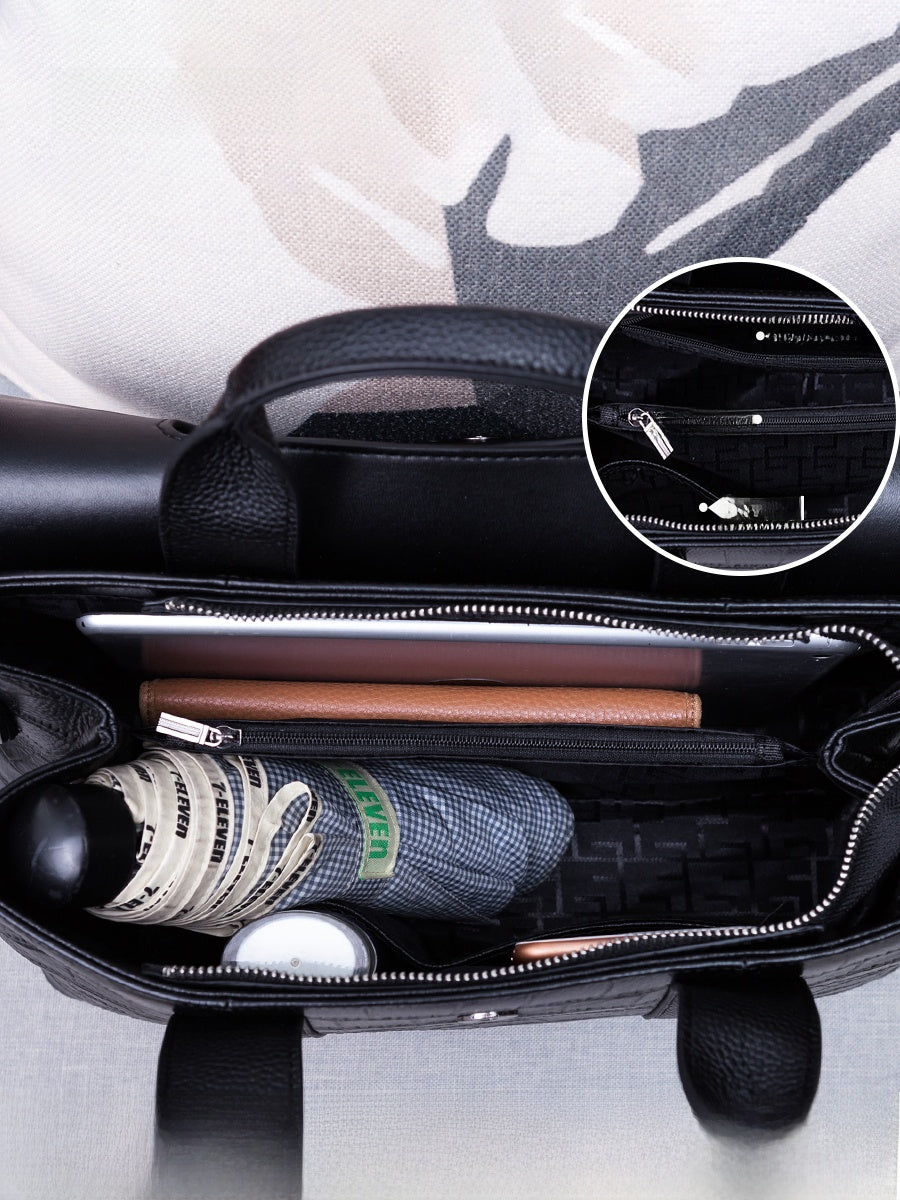 Leather handbag with a crossbody strap