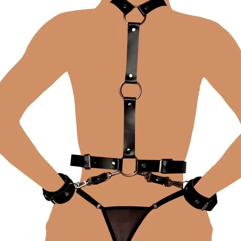 Leather handcuffs collar