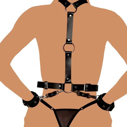 Leather handcuffs collar