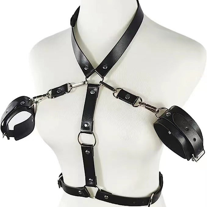 Leather handcuffs collar