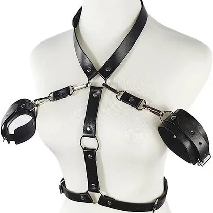 Leather handcuffs collar