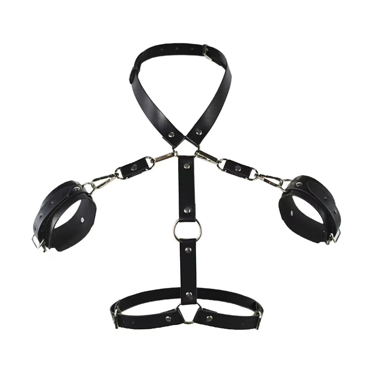 Leather handcuffs collar