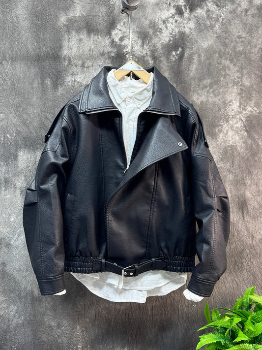 Leather jacket coat