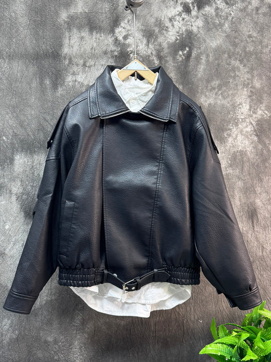 Leather jacket coat