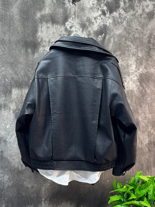 Leather jacket coat