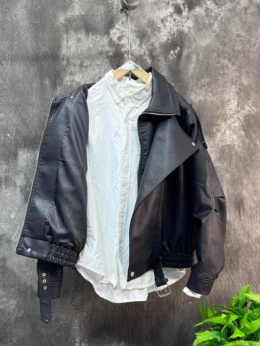 Leather jacket coat