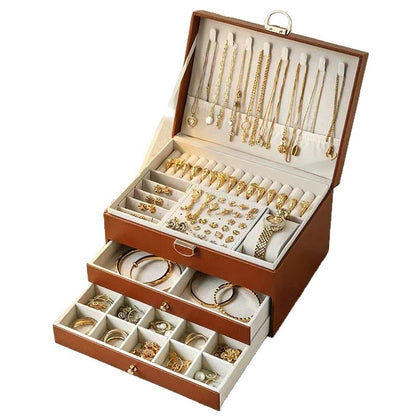 Leather Jewelry Storage Box with Lock