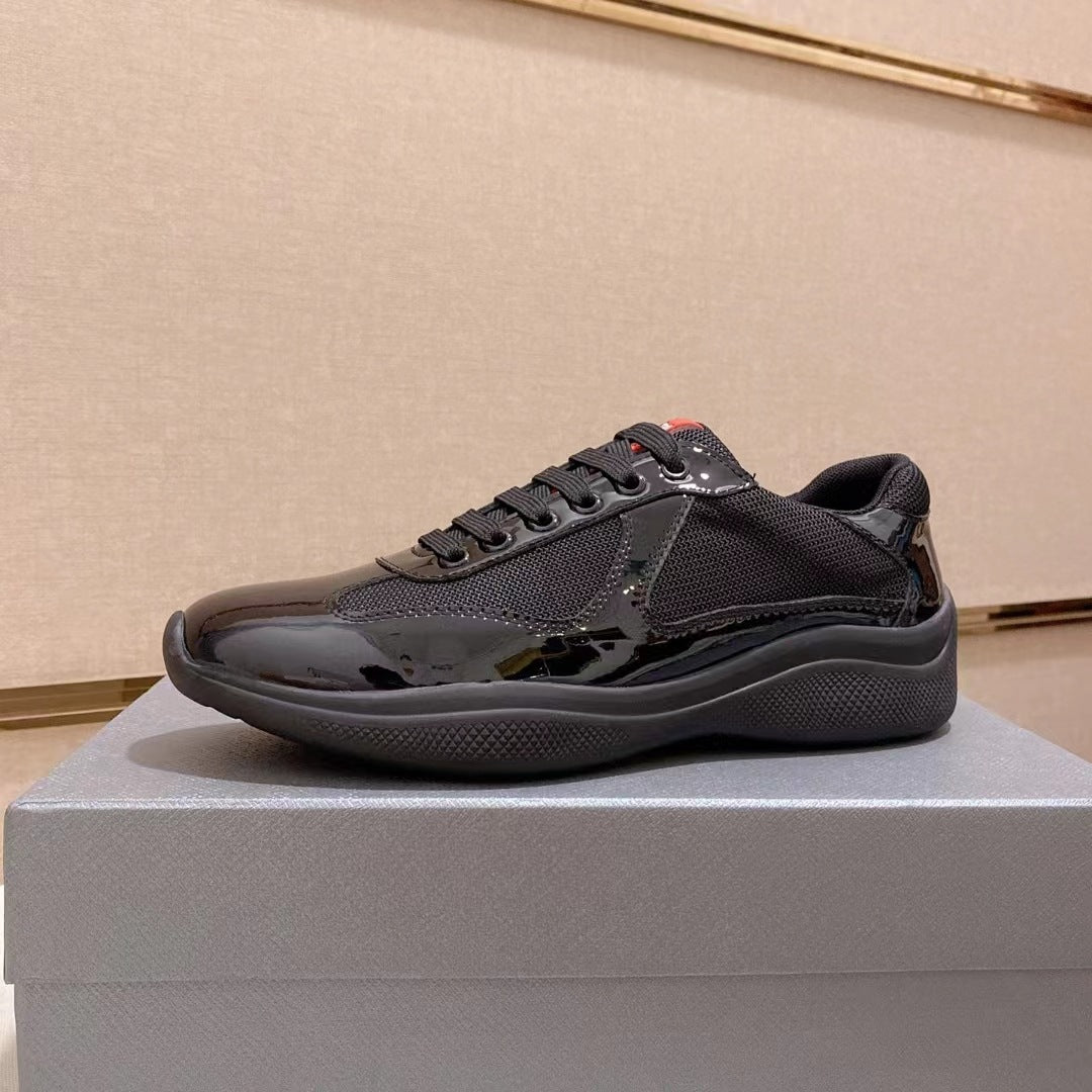 leather lace-up sports shoes for men