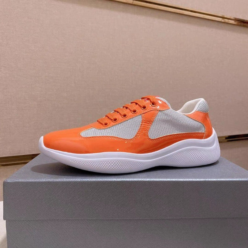 leather lace-up sports shoes for men