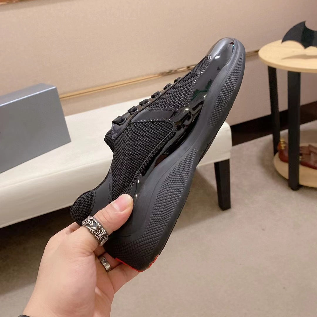 leather lace-up sports shoes for men