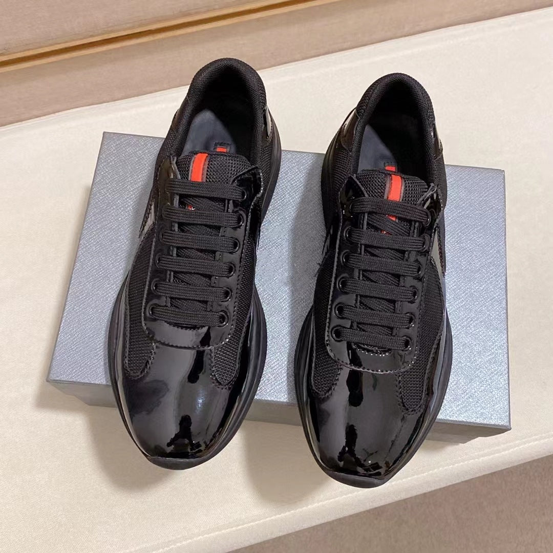 leather lace-up sports shoes for men