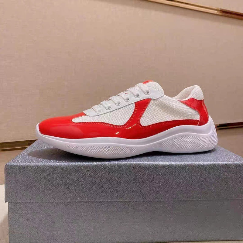 leather lace-up sports shoes for men