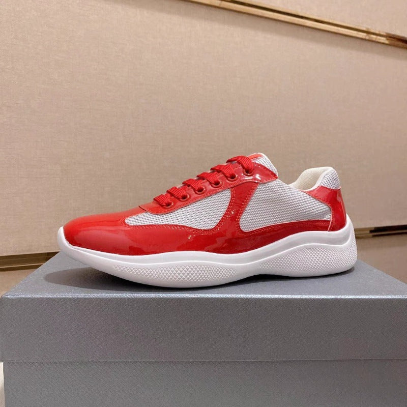 leather lace-up sports shoes for men