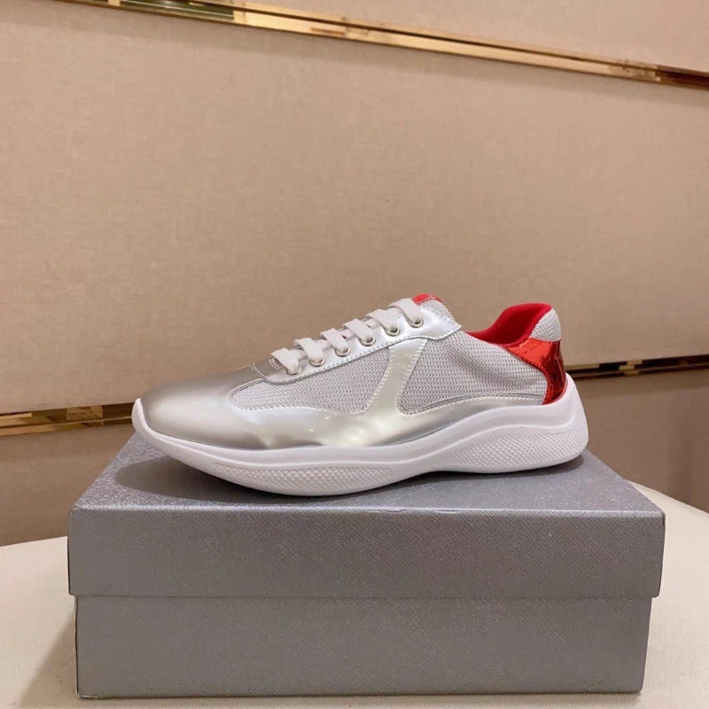 leather lace-up sports shoes for men